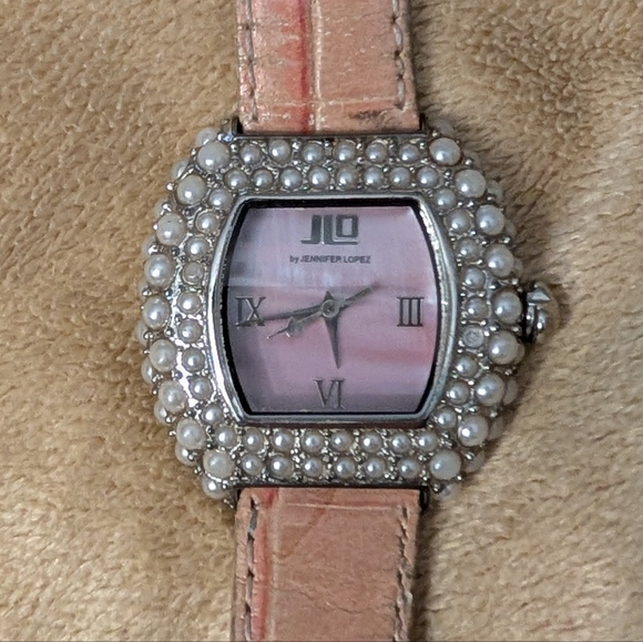 JLO by Jennifer Lopez Pink Pearl-Embellished Watch - Picture 1 of 4